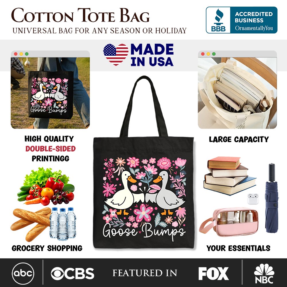 Goose Bumps Floral Canvas Tote Bag