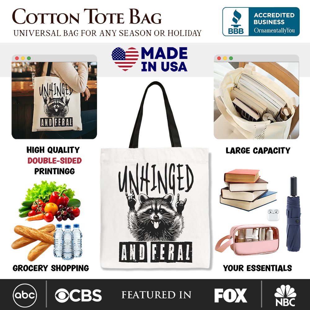 Unhinged and Feral Raccoon Canvas Tote Bag
