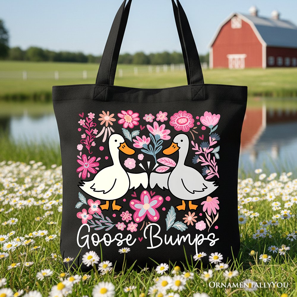 Goose Bumps Floral Canvas Tote Bag