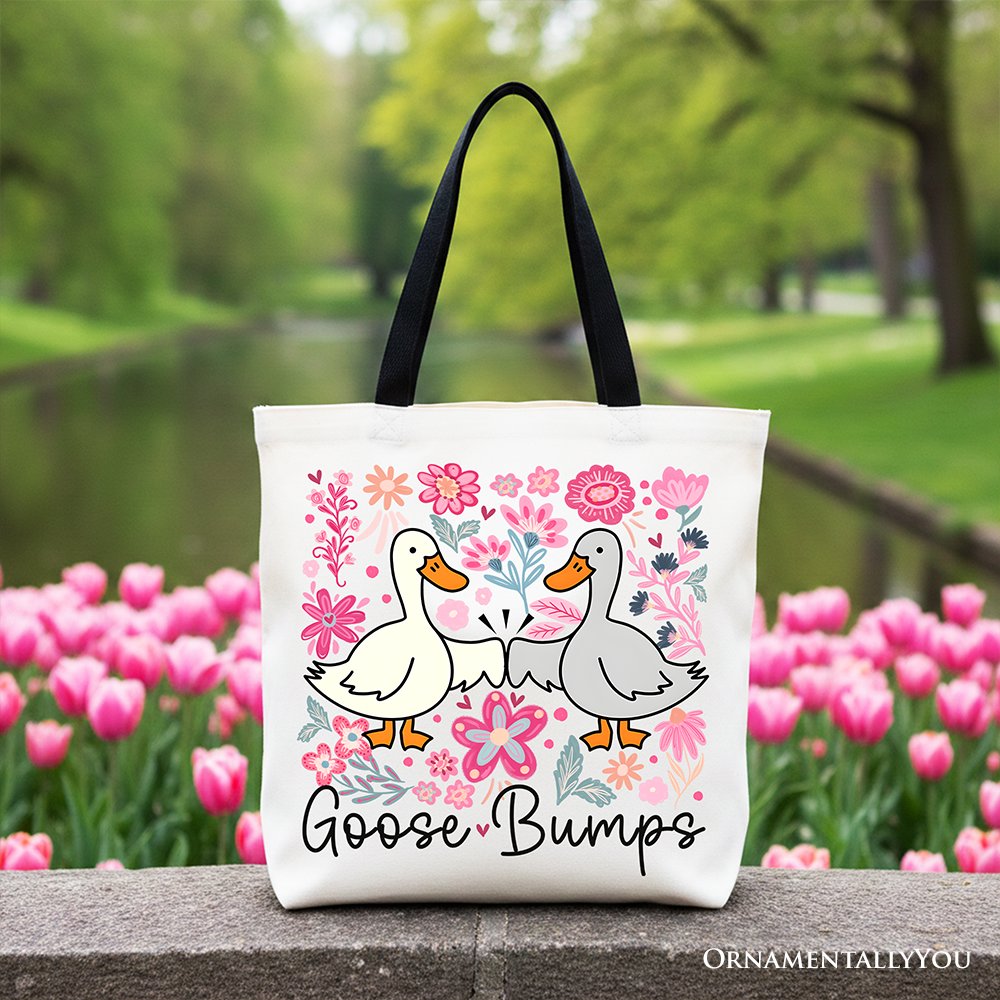 Goose Bumps Floral Canvas Tote Bag