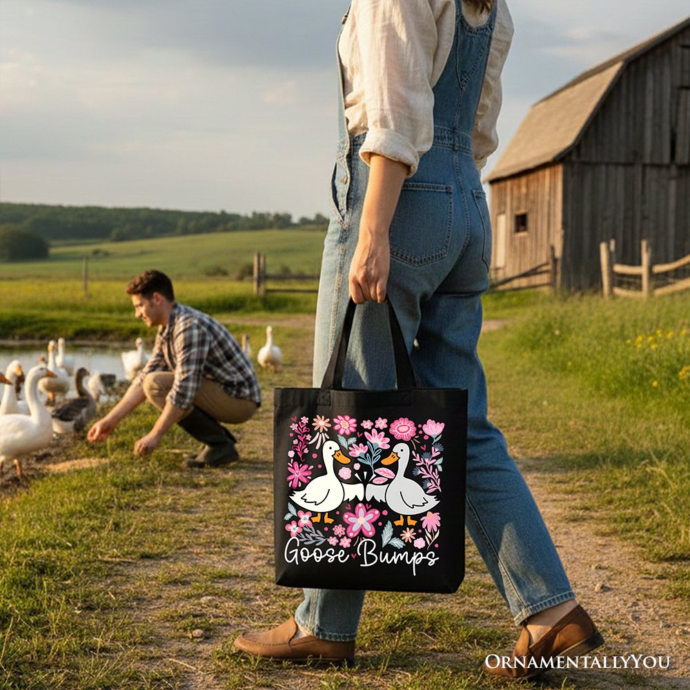 Goose Bumps Floral Canvas Tote Bag
