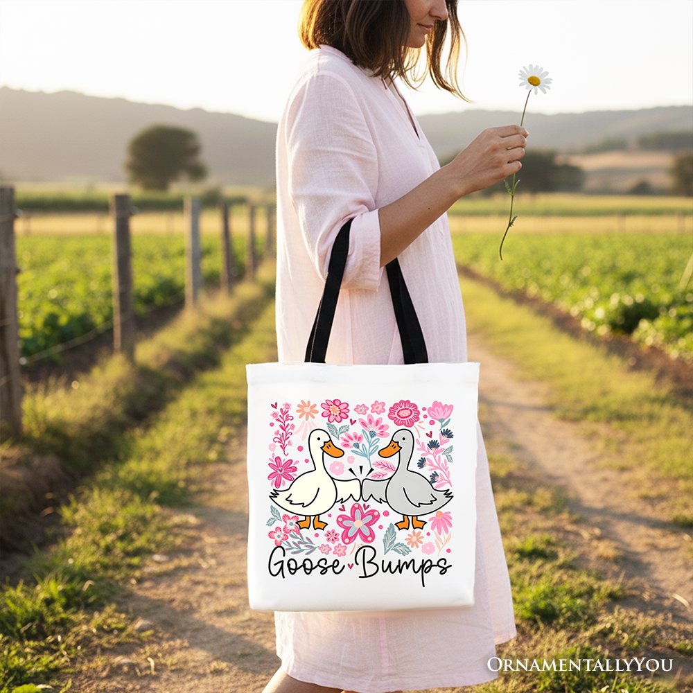 Goose Bumps Floral Canvas Tote Bag